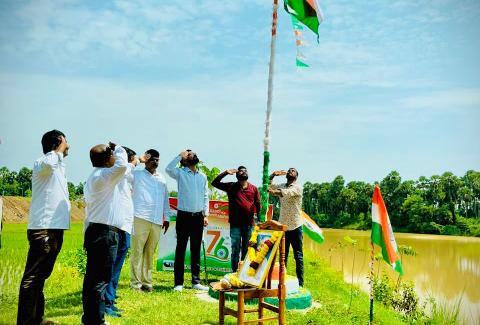 Flag hoisting in Korlam Kantakapalle section of Raipur Visakhapatnam project at Jami, Viziangaram (AP)